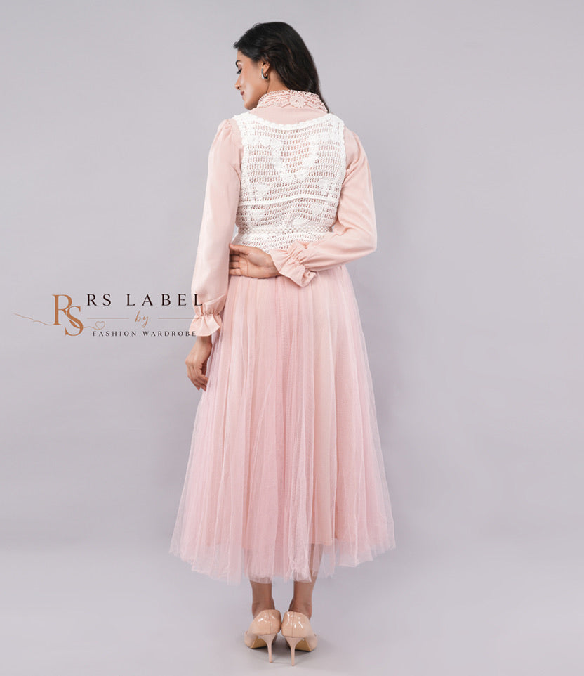 Blush Pink Tulle Skirt & Crochet Vest Set