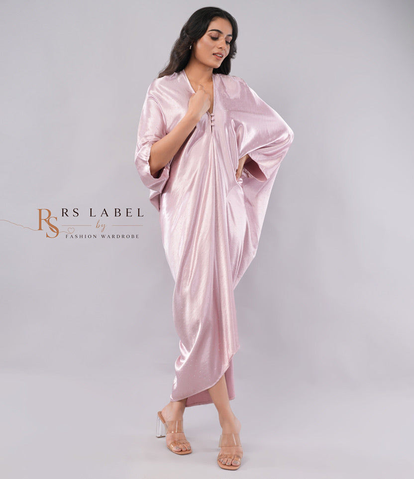 Blush Pink Satin Kaftan Dress