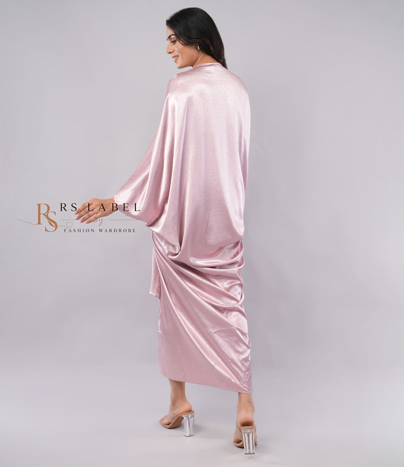 Blush Pink Shimmer Satin Kaftan Dress (Batch 2)