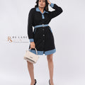 Black Dress with Denim Collar & Trim