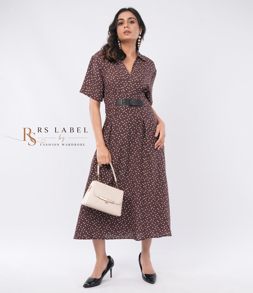 Brown Polka Dot Midi Dress (Batch 2)