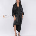 Black Silver-Dot Embellished Kaftan Dress
