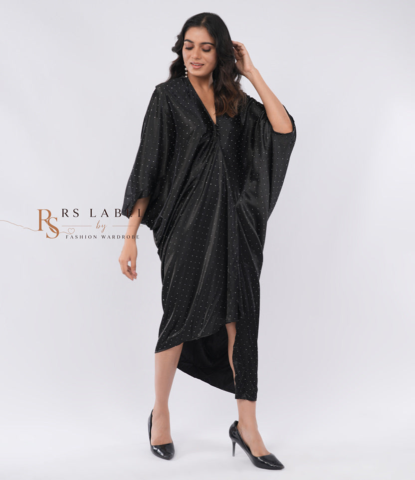 Black Polka Dot Kaftan Dress