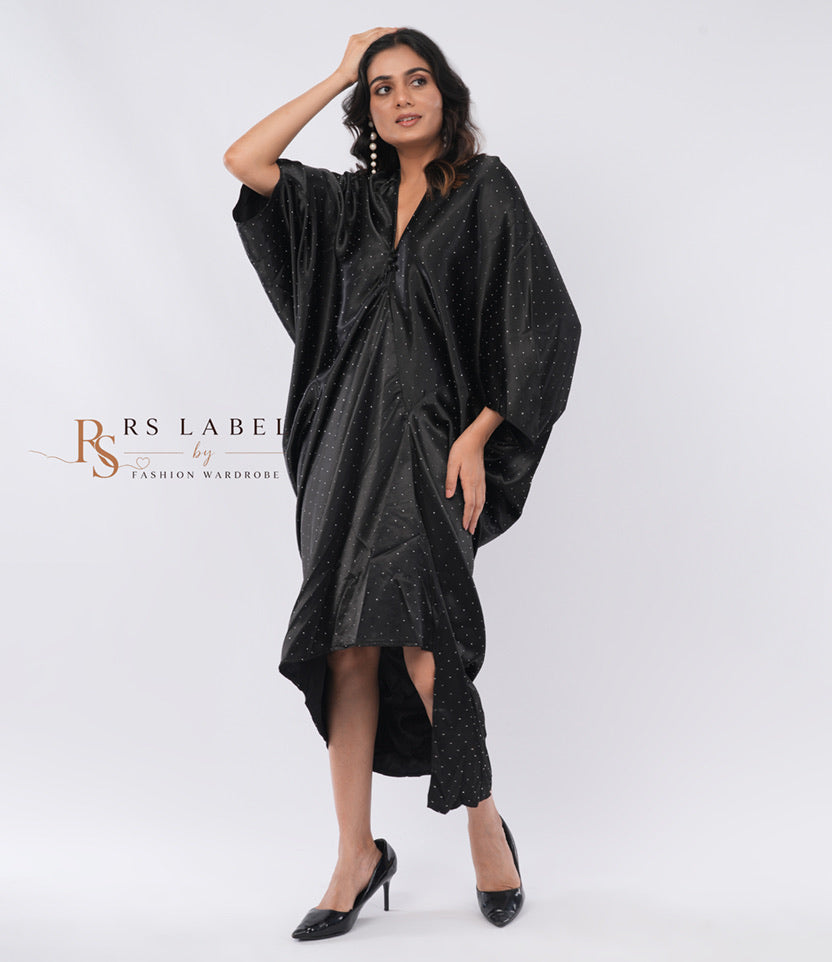 Black Polka Dot Kaftan Dress