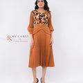 Rust Floral Top & Pleated Skirt Set - front view