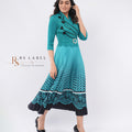 Teal Blazer-Style Pleated Ombre Maxi Dress (Batch 2)