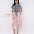 Grey Denim Tie-Waist Top & Pink Tulle Skirt Set (Batch 2)