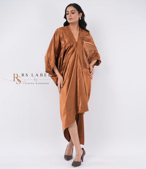 Rust Copper Sequin Kaftan Dress