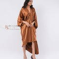 Rust Copper Satin Kaftan Dress