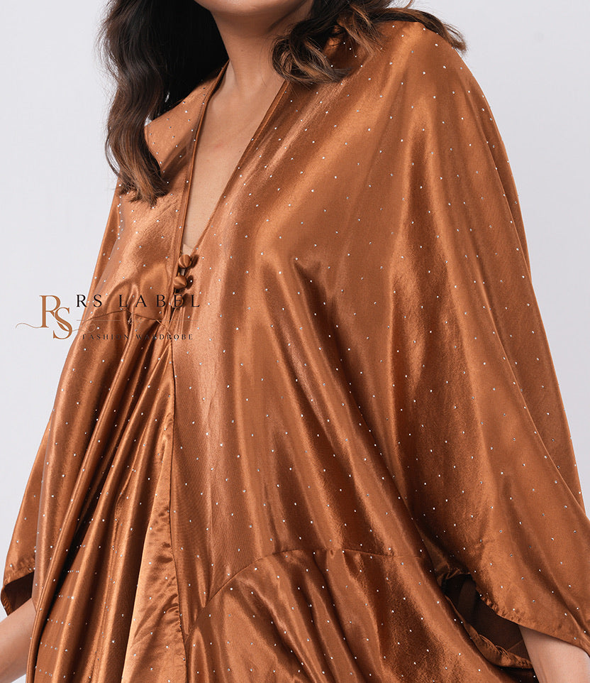 Rust Copper Sequin Kaftan Dress