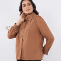 Camel Lace Collar Shirt - side view