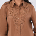 Camel Lace Collar Blouse