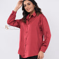 Maroon Satin Dot Rhinestone Shirt - front view