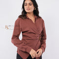 Brown Checkered Wrap Shirt with Belt (Batch 2)