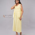 Yellow Crochet Lace Vest & Maxi Dress Set