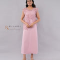 Pink Crochet Lace Cape Top & Ribbed Maxi Dress Set