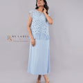 Light Blue Lace Fringe Top & Skirt Set