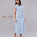 Light Blue Lace Fringe Top & Skirt Set (Batch 2)