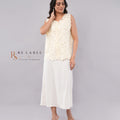 Ivory Crochet Lace Sleeveless Top & Maxi Skirt Set