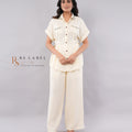 Ivory Rhinestone Collar Shirt & Pants Co-ord Set