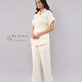 Ivory Embellished Collar Shirt & Pants Co-ord Set