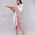 Blush Pink Satin Kaftan Dress