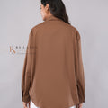 Brown Shirt with Sequin Floral Embroidery