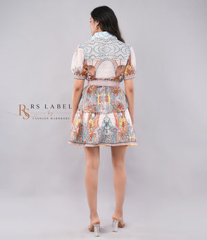 Multicolor Whimsical Print Shirt & Skirt Set