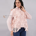 Blush Pink Butterfly Lace Overlay Shirt