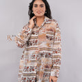 Cream Patchwork Floral Beaded Shirt