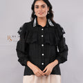 Black Pearl Collar Ruffle Blouse (Batch 3)