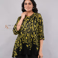 Black & Mustard Swirl Print Tunic Top
