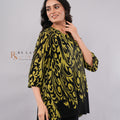 Black & Yellow Damask Print Top - front view
