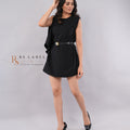 Black Belted Sleeveless Dress